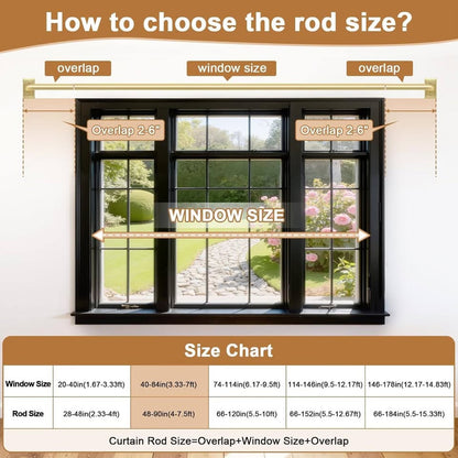 ZYRW Gold Curtain Rods, Room Darkening Rod For Windows 48 To 90 Inches-Gold
