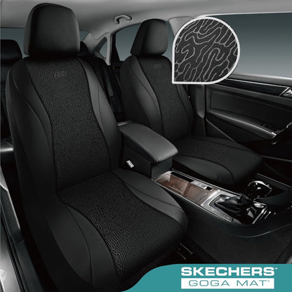 Skechers GOGA Mat Seat Covers,Universal Fit for Most Cars,Trucks,SUVs,Black 2pc
