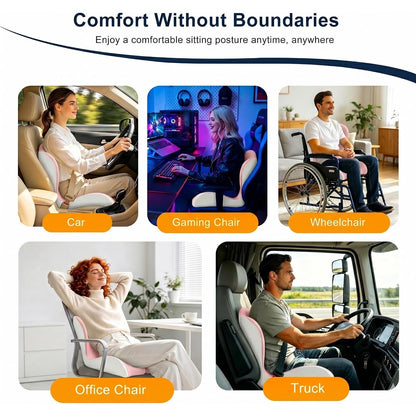 BANKQF X-Large Seat Cushion Office Chair and Car with Lumbar Support Pillow-PINK