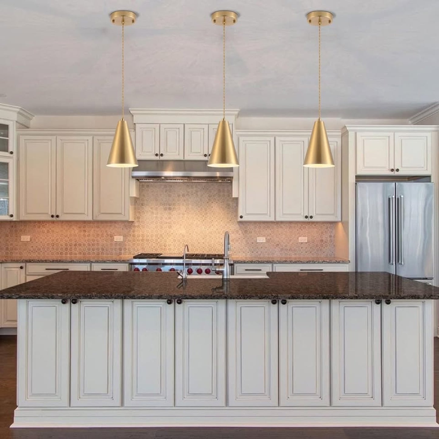 Dijiahua Brass Pendant Lights Kitchen Island,Gold Dining Room Light FixturesOver