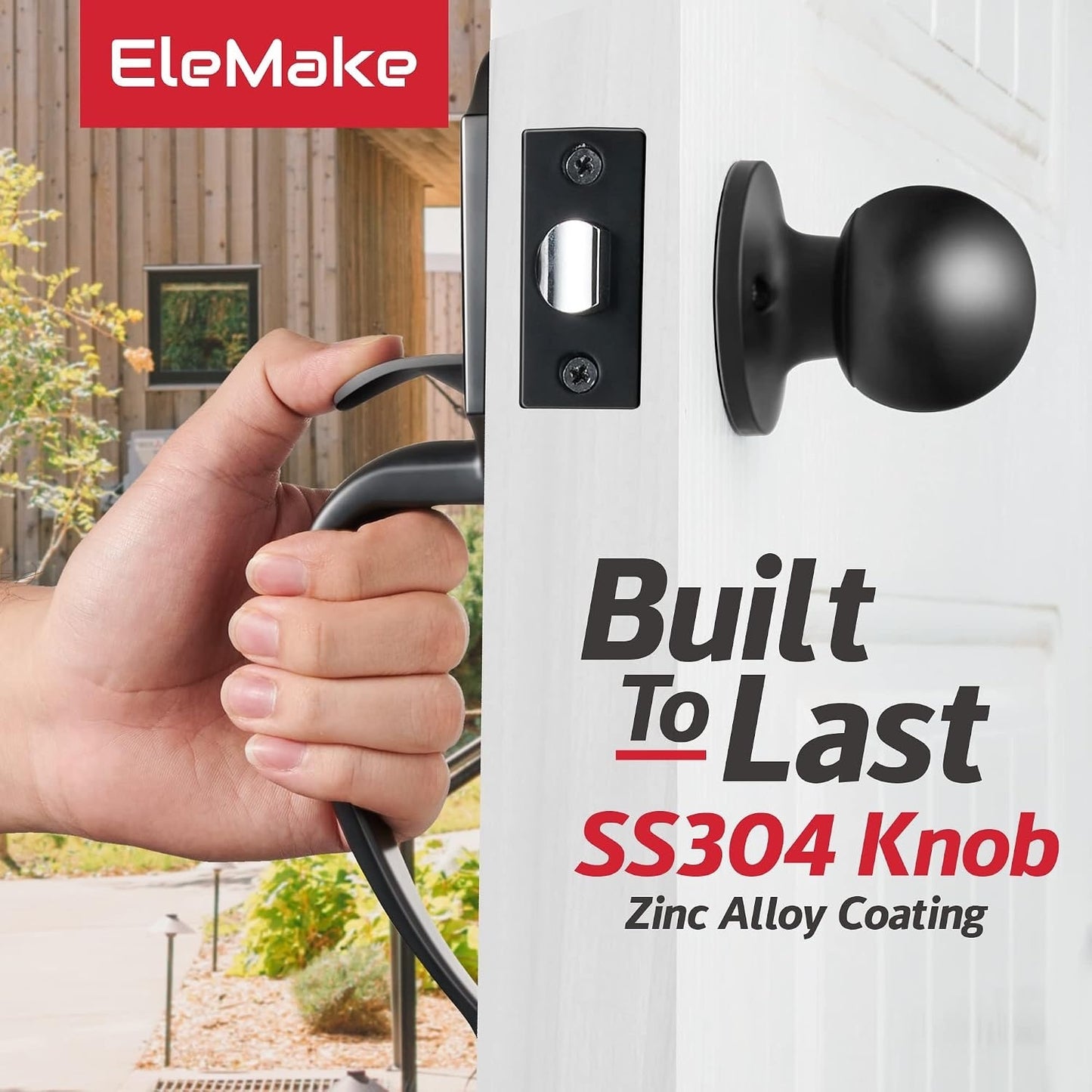 Motovecor Front Door Handleset, Entry Door Handle Set With Cove Knob,Matte Black
