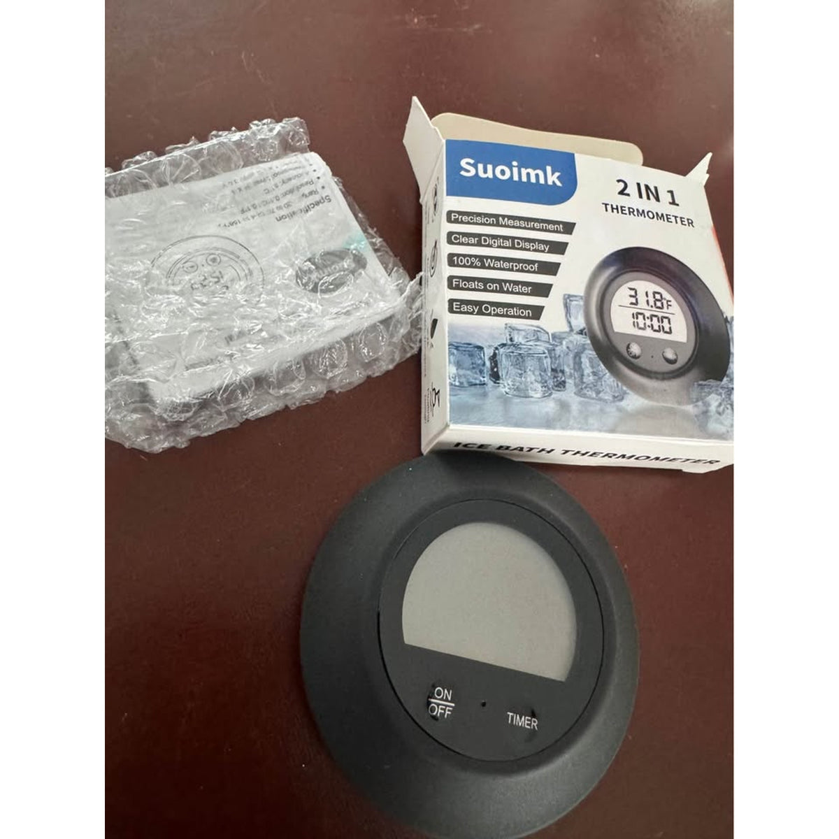 Silicone Cover Ice Bath Thermometer With Timer, Waterproof Floating Water Thermo
