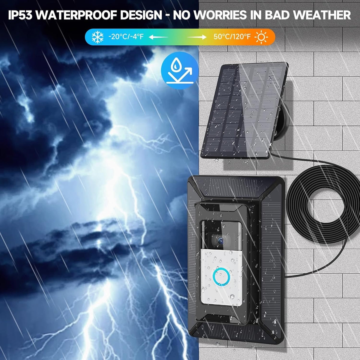Solar Charger For Ring Doorbell, 2-In-1 With Mount Stand, Compatible With Ring