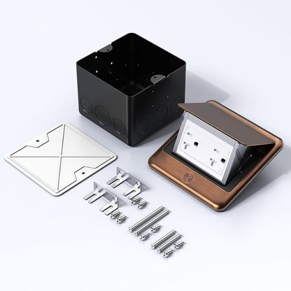 Vagueior Pop-Up Floor Box Kit, Waterproof Electrical Outlet Cover Box, Bronze.