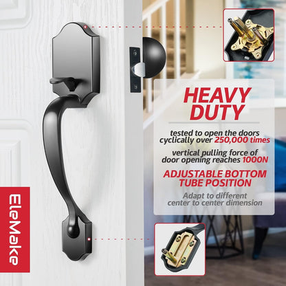 Motovecor Front Door Handleset, Entry Door Handle Set With Cove Knob,Matte Black