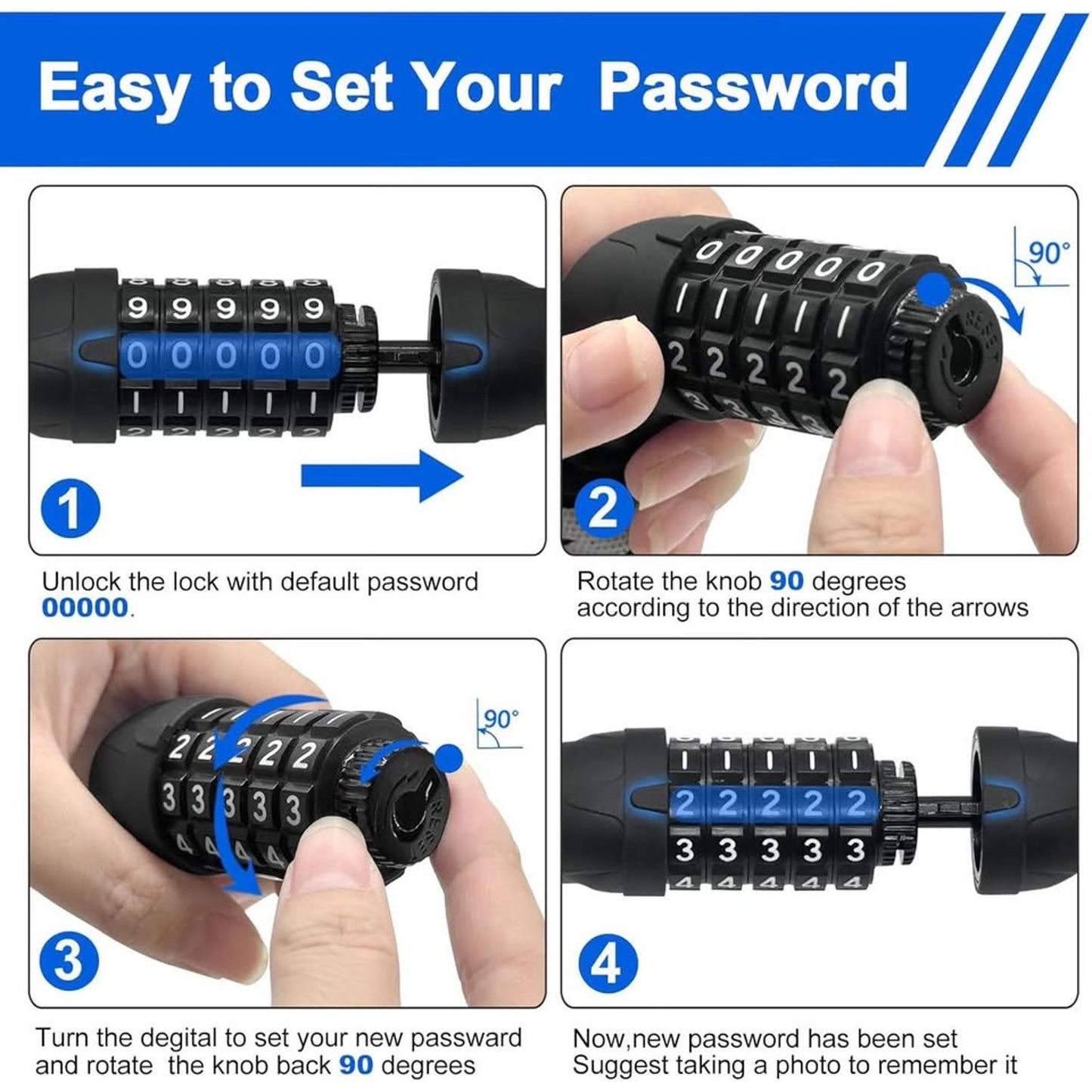 NDakter Bike Chain Lock, 5 Digit Combination Heavy Duty Anti Theft Bicycle-Black