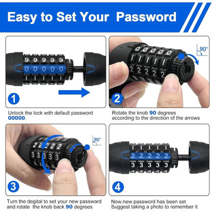 NDakter Bike Chain Lock, 5 Digit Combination Heavy Duty Anti Theft Bicycle-Black