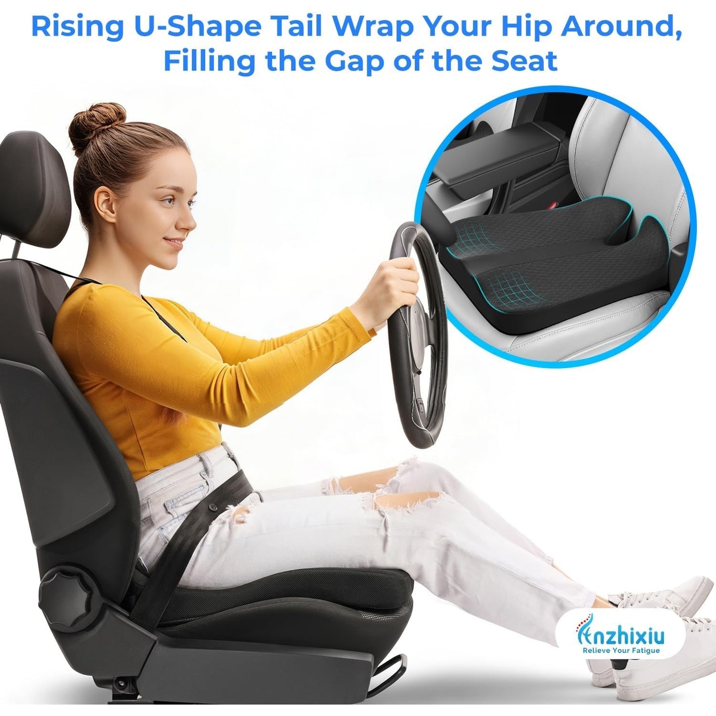 Anzhixiu Elevated Car Seat Cushion For Improved View- Black