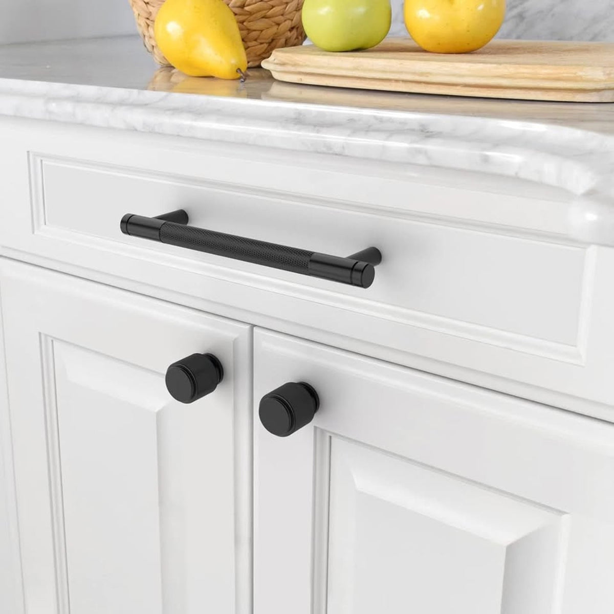 Asidrama 10 Pack Matte Black Kitchen Cabinet Knobs - Knurled Dresser Drawe-Black