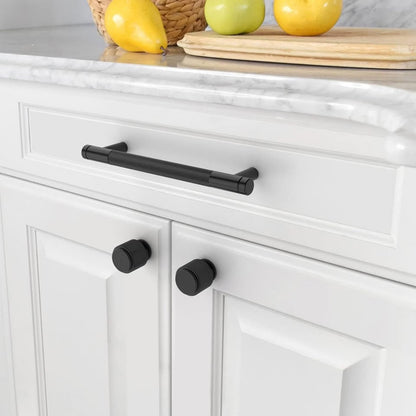 Asidrama 10 Pack Matte Black Kitchen Cabinet Knobs - Knurled Dresser Drawe-Black