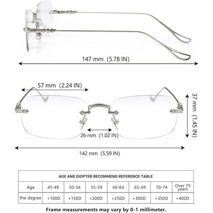 TERAISE 3Packs Frameless Metal Reading Glasses For Men/Women Blue Light Blocking