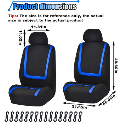 LAINLOY 2 pc Car Seat Covers, Breathable Seat Protectors, Anti-Slip Driver Seat Cover, Comfortable Front Seat Cover Set Universal Fit For Truck, SUV, Sedan, Airbag Compatible (Black&Blue).