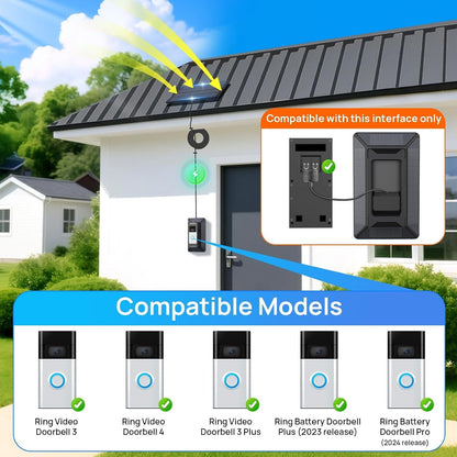 Solar Charger For Ring Doorbell, 2-In-1 With Mount Stand, Compatible With Ring