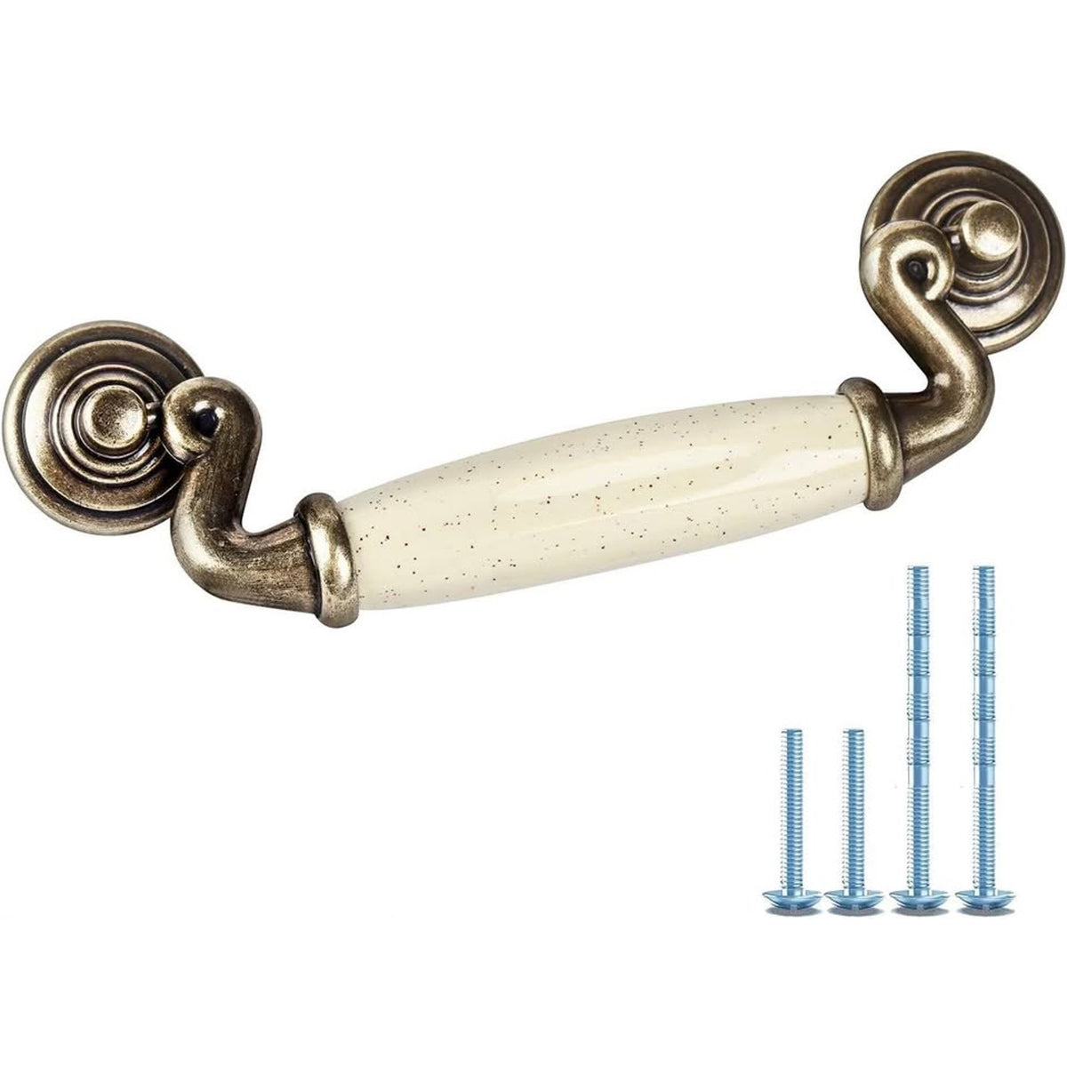 MuDuJia 4 Pack 4 1/2" Drop Handle Ceramic Drawer Pull Antique Bronze Dresser