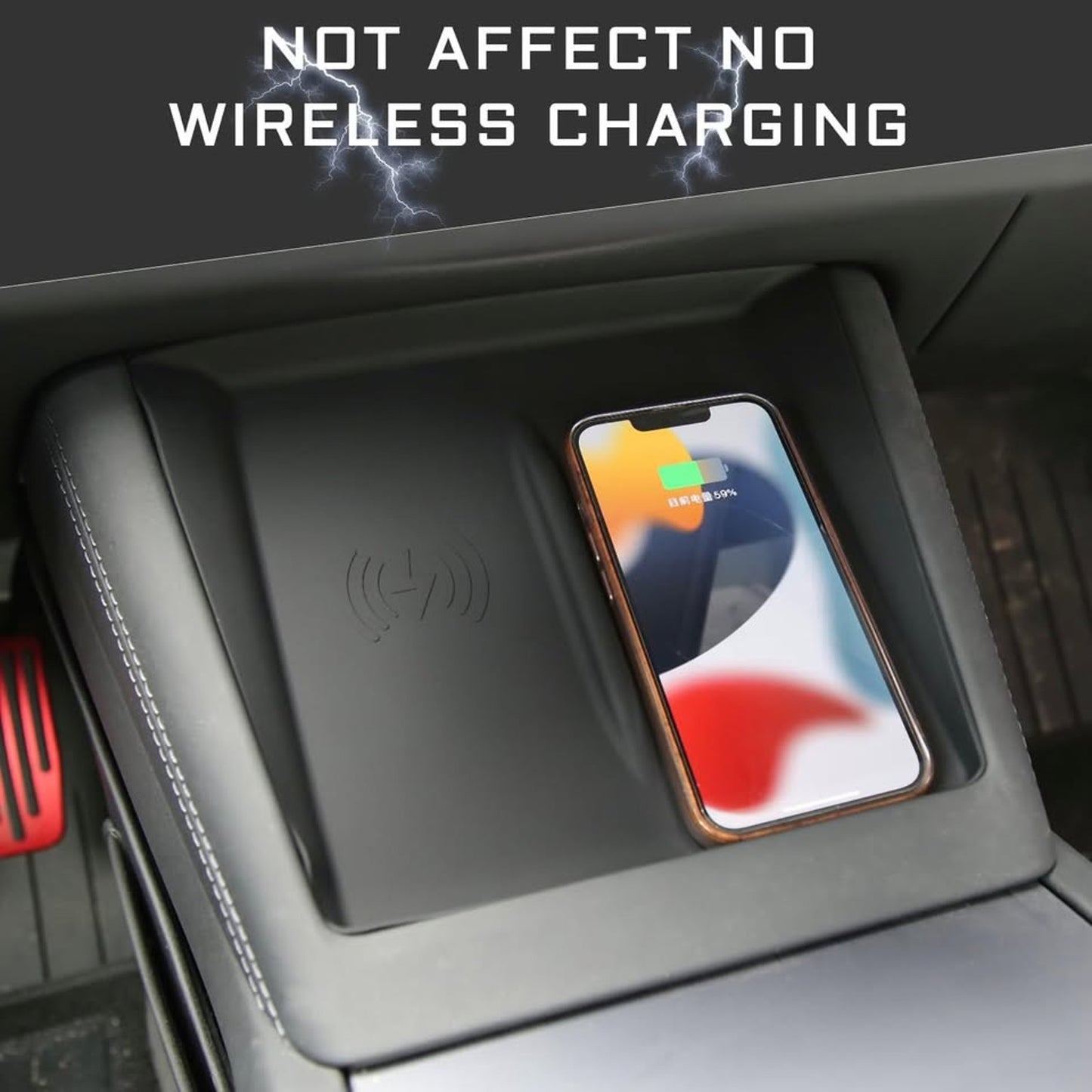 TOPABYTE 3PCS Center Console Accessories For Tesla New Model Y Juniper 2025 Model 3 Highland 2024 Cup Holder Insert, Screen Edge Protector Frame, Wireless Charger Mat Silicone, Black.