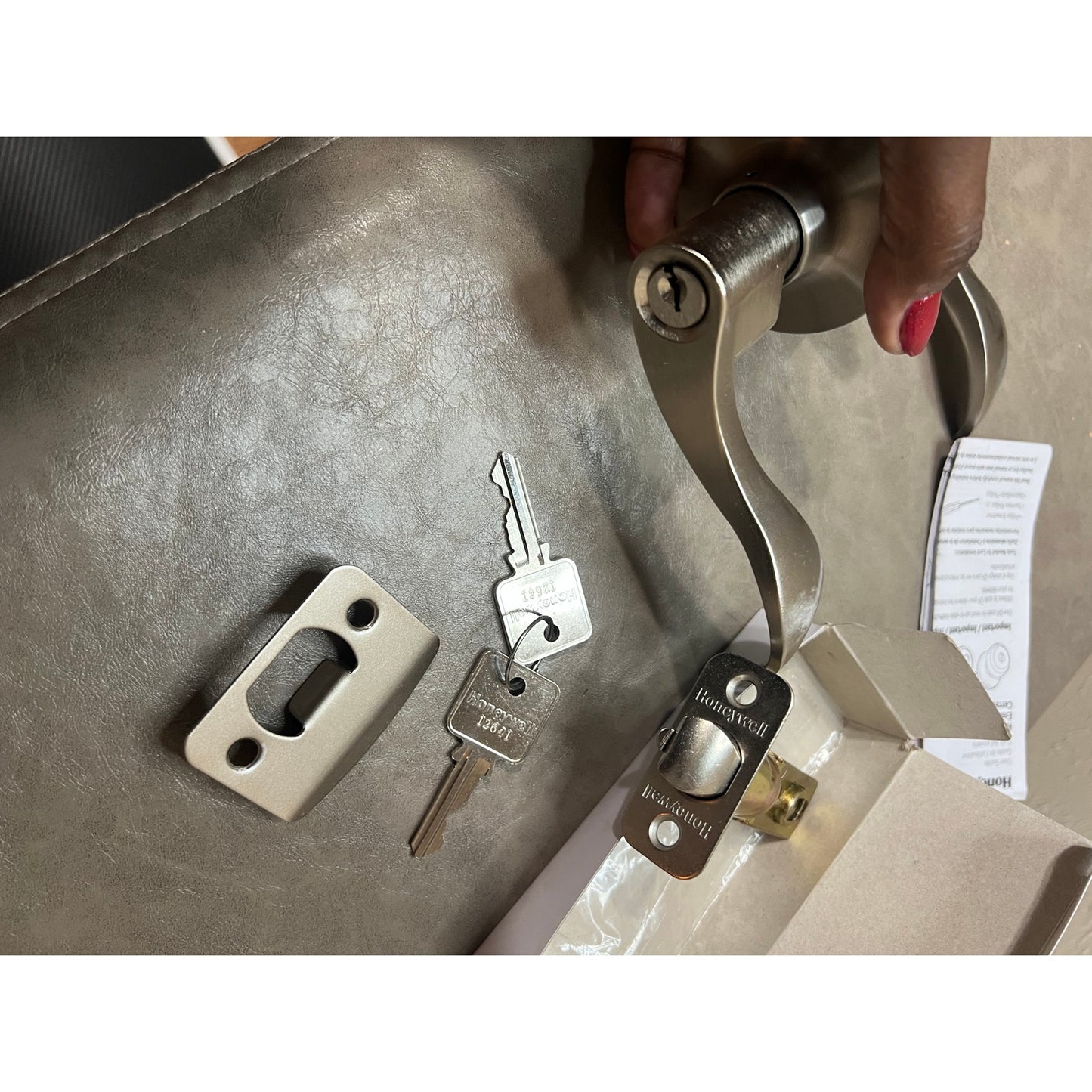Honeywell Safes & Door Locks - Interior & Exterior Wave Lever Door -Satin Nickel