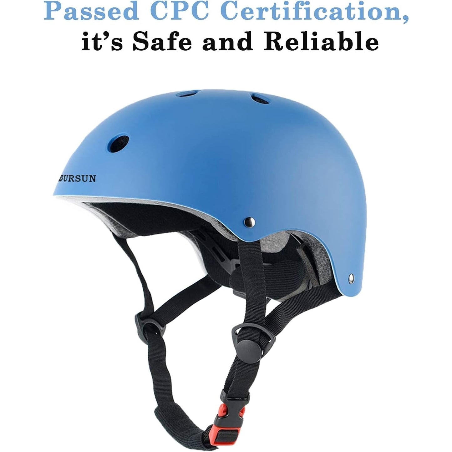 BURSUN Bike Helmet Ventilation & Adjustable Helmet For Ages 8-14 Boys Girls Multi-Sport Helmet For Bicycle Skate Scooter, Blue.