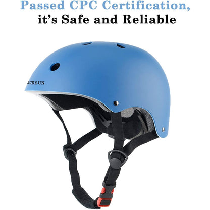 BURSUN Bike Helmet Ventilation & Adjustable Helmet For Ages 8-14 Boys Girls Multi-Sport Helmet For Bicycle Skate Scooter, Blue.