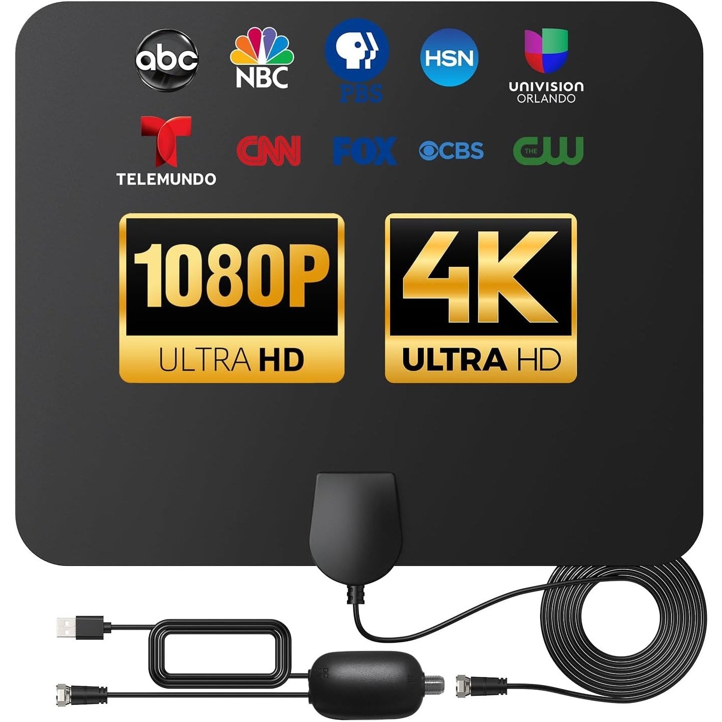 DAANT TV Antenna Indoor Long Range, Supports 4K 1080p Smart TV Signal -Black