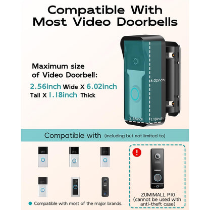 ZUMIMALL Adjustable Angle Video Doorbell Mount, Adjust 90 Degrees Wireless Camera Doorbell Bracket Holder For Home Apartment Office Room, Easy Installation, Suitable For Most Doorbells