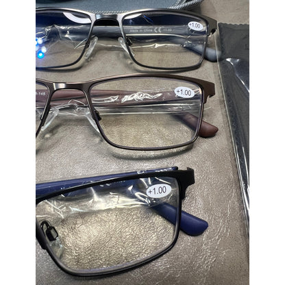 READITEASY 3 Pack Reading Glasses Men 1.0 Blue Light Blocking, Readers Men With Spring Hinge Reduce Eyestrain/UV/Dryness, Mens Reading Glasses 1.0+
