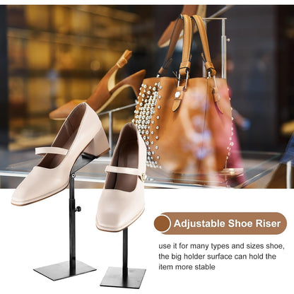 Uxcell 2 Pack Adjustable Height Shoe Risers Metal CountertopShoeRackHolder-Black