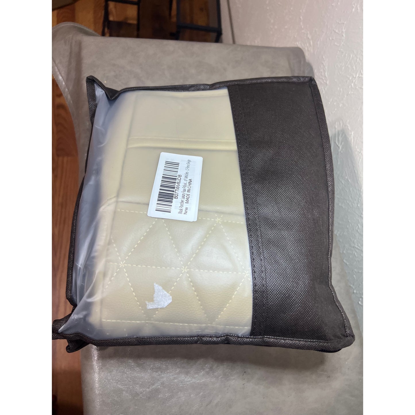 Black Panther Luxury Polyvinyl Car Seat Cover Front Bottom Seat-1 Piece,Beige