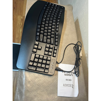 RECCAZR Ergonomic Keyboard, Wired Computer USB Keyboard with Wrist Rest,Black