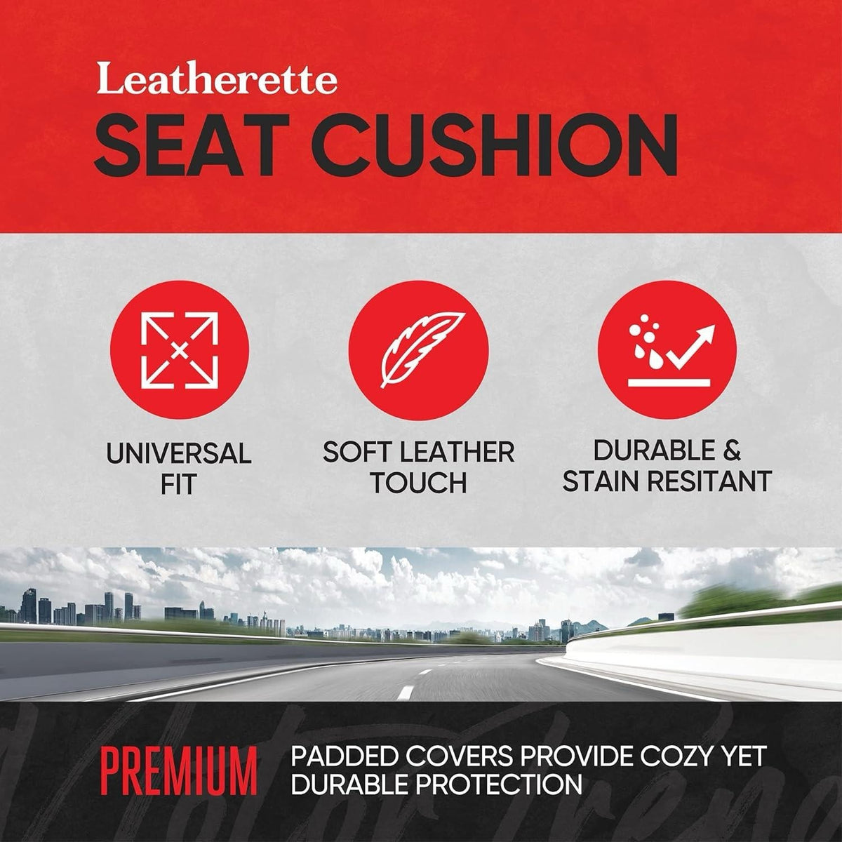 Motor Trend Faux Leather Car Seat Covers, 2 Piece Set – Premium Car Seat Cushions For Front Seats, Padded Car Seat Protectors With Storage Pocket, Seat Covers For Cars Trucks SUV (Black)