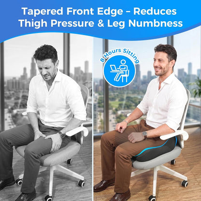 Seat Cushion For Tailbone & Sciatica Pain Relief – Certified & Ergonomist (Gray)
