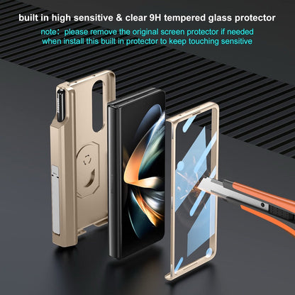 Libeagle Compatible With Samsung Galaxy Z Fold 4 Case Heavy Duty Protective-Gold