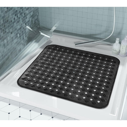 Yimobra Square Shower Mat Non Slip, Super Strong Suction Cups, 21"X21",Black