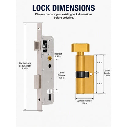 LALAFINA Storm Door Mortise Lock Set, Black Replacement Handle with Key-BLACK