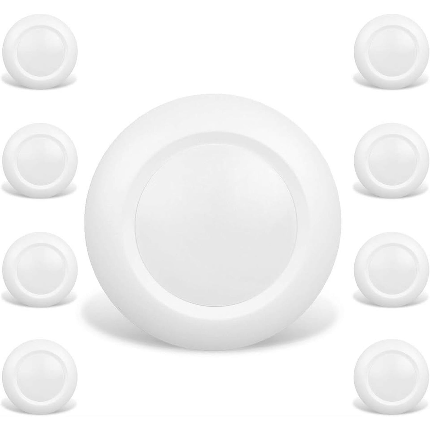 JULLISON 8 Pack 6 Inch LED Low Profile Recessed & Surface Mount Disk Light, Round, 15W, 900 Lumens, 4000K Cool White, CRI80, Driverless Design, Dimmable, ETL Listed, White.