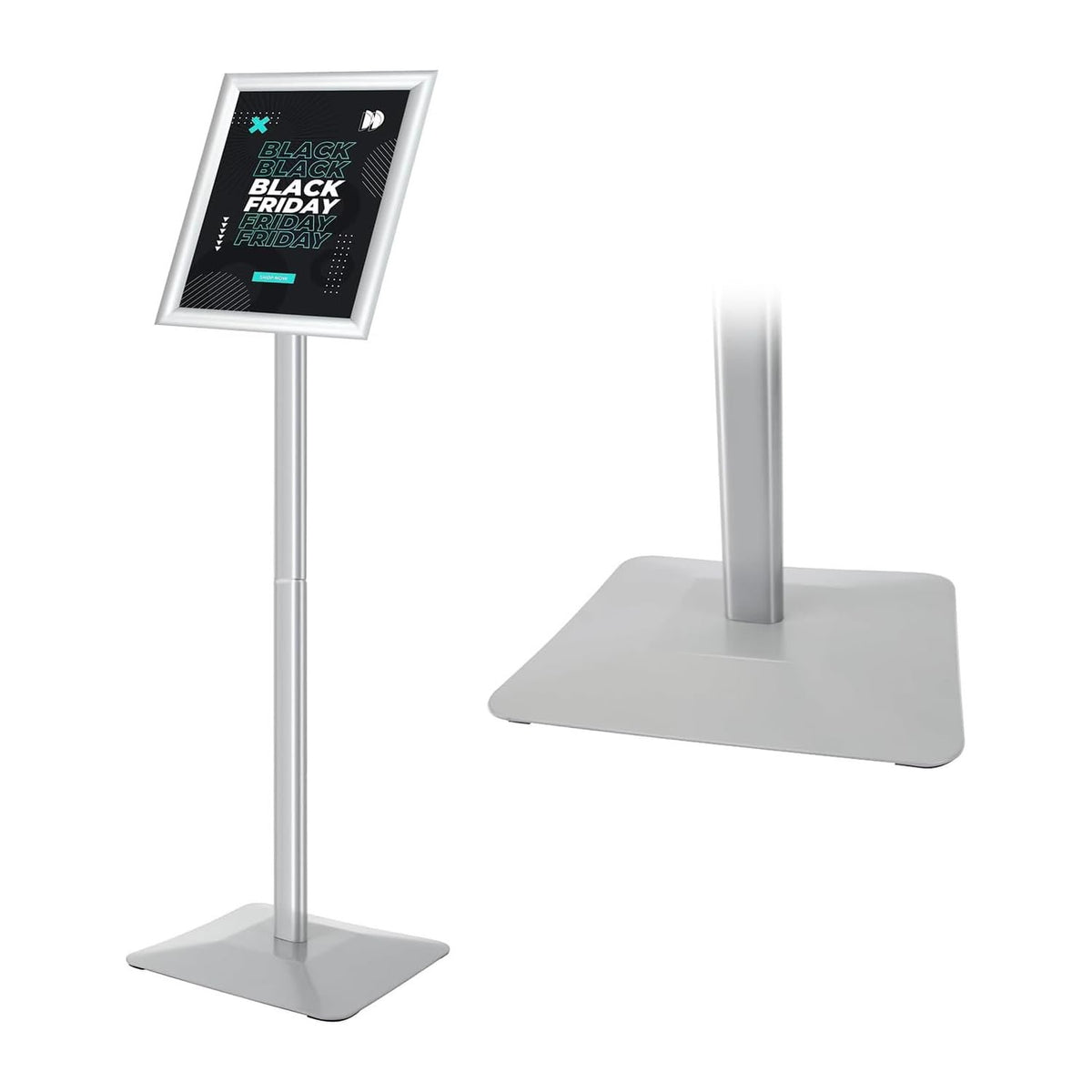 Golemas Sign Stand For Display, 11lbs Integrated Rod Heavy Duty Pedestal Floor Signage Stand Holder, For Outdoor Or Indoor Advertising (8.5 X 11, Silver)
