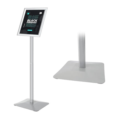 Golemas Sign Stand For Display, 11lbs Integrated Rod Heavy Duty Pedestal Floor Signage Stand Holder, For Outdoor Or Indoor Advertising (8.5 X 11, Silver)