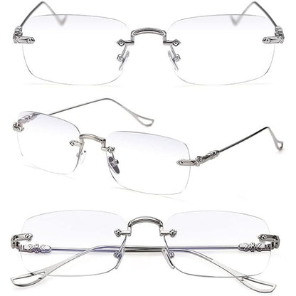 TERAISE 3Packs Frameless Metal Reading Glasses For Men/Women Blue Light Blocking