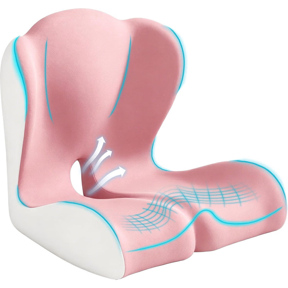 BANKQF X-Large Seat Cushion Office Chair and Car with Lumbar Support Pillow-PINK