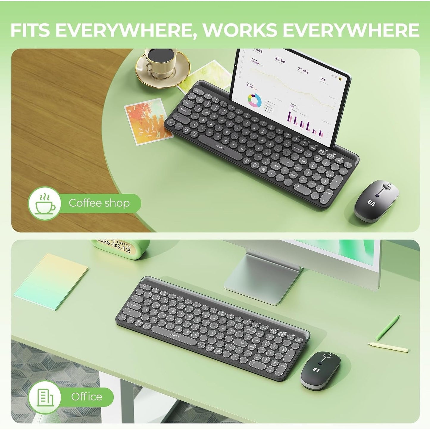 Seenda Bluetooth Keyboard And Mouse For IPad, CTU-301 Wireless Multi-Black