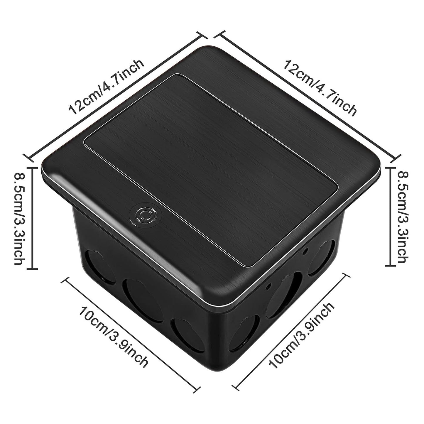 GFCI Pop Up Floor Electrical Outlet Cover Box Kit-Black