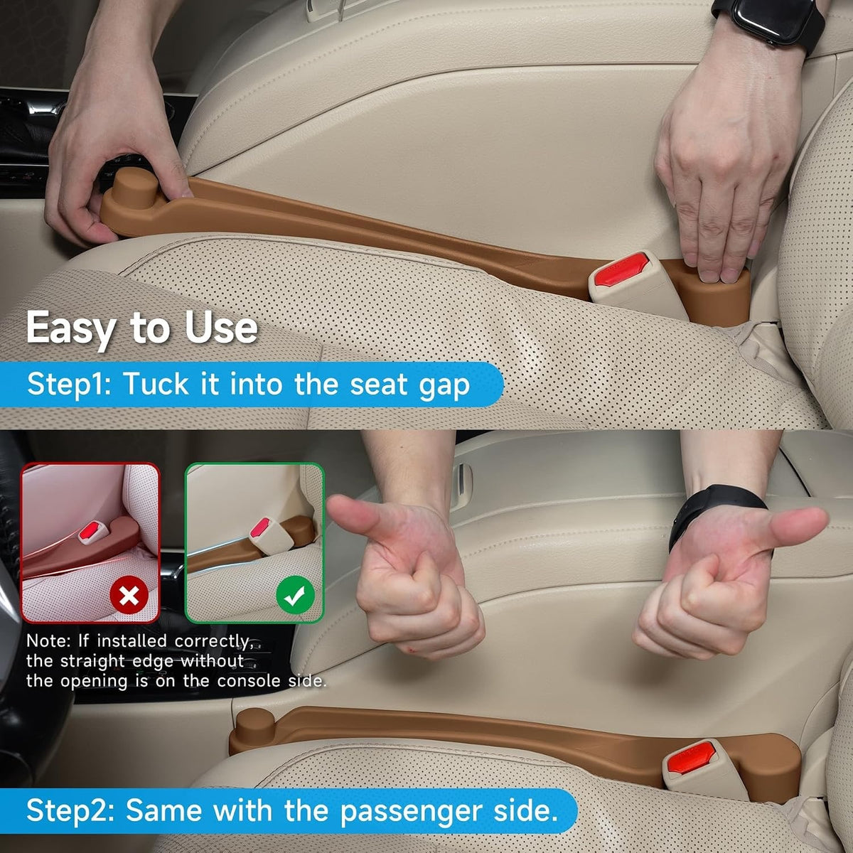 Givifive Car Seat Gap Filler Organizer 2Pack Soft Foam 3IN1 Multifunctiona-MOCHA