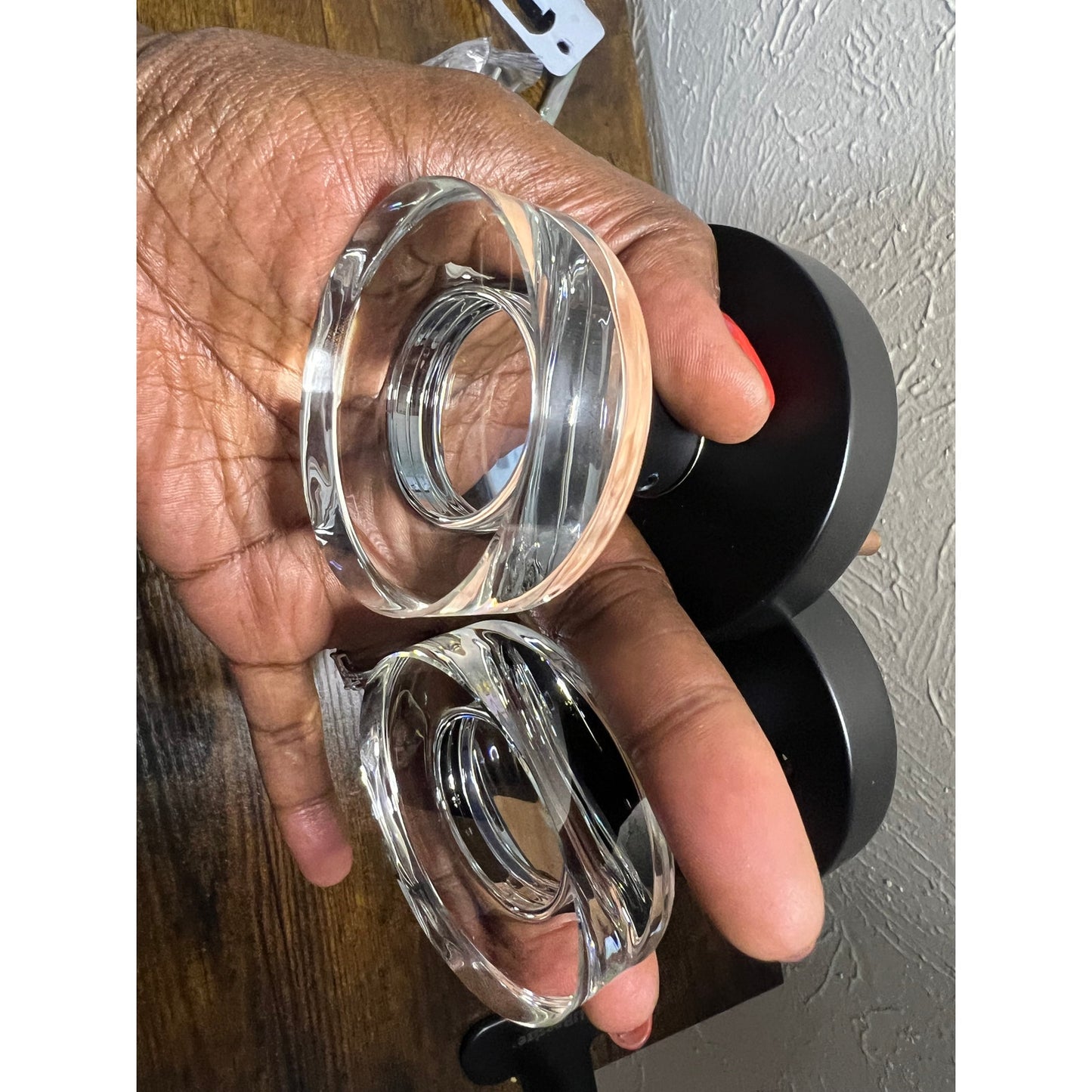Naubea Matte Black Door Knob Privacy Door Knobs Glass Door Knobs Interior, Vintage Round Crystal Door Knob For Bedroom Bathroom