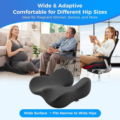 Seat Cushion For Tailbone & Sciatica Pain Relief – Certified & Ergonomist (Gray)