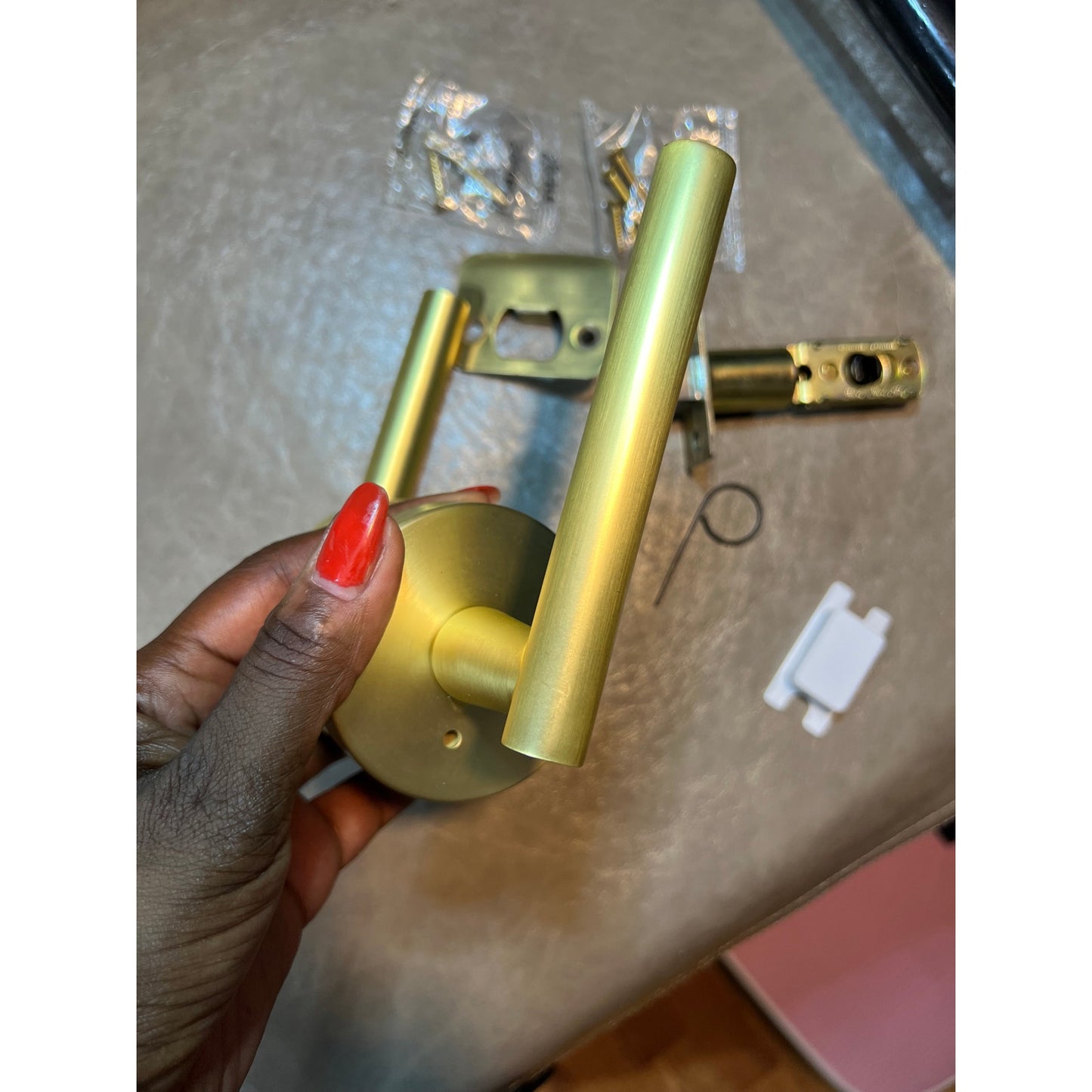 Goldenwarm 1 Pack Gold Door Handles Interior, Brushed Gold Privacy Lever Door