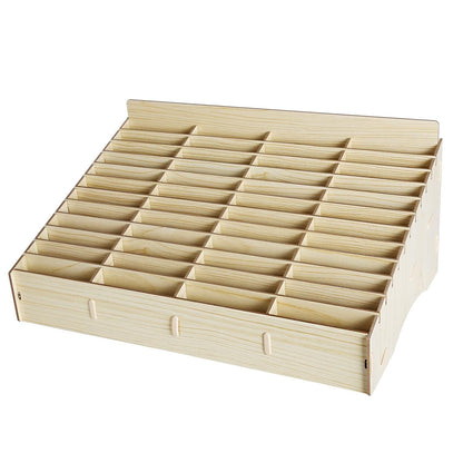 HengTianMei HTM 48 Grid Wooden Cell Phone Holder Desktop Organizer Storage Box