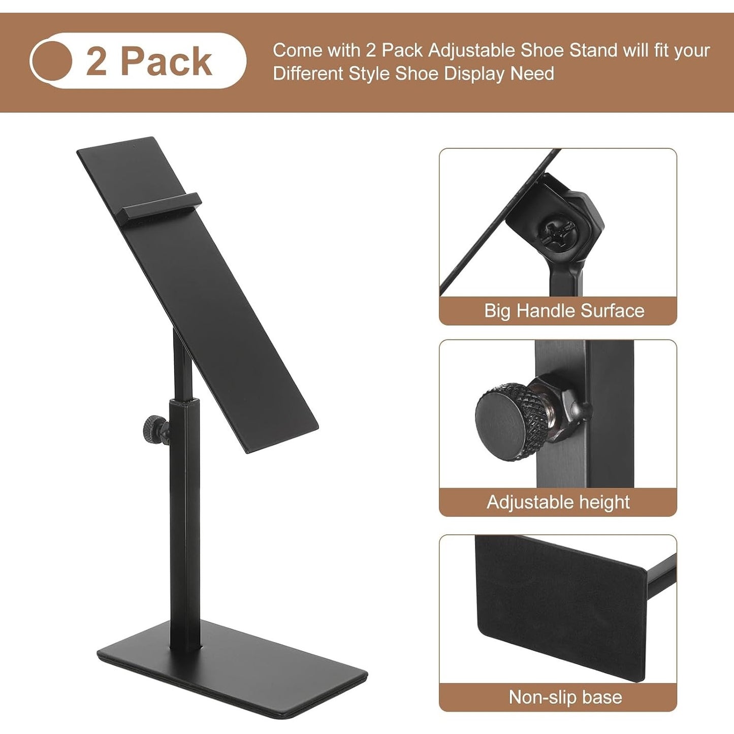 Uxcell 2 Pack Adjustable Height Shoe Risers Metal CountertopShoeRackHolder-Black