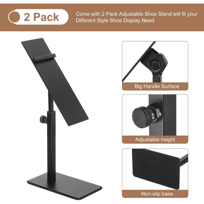 Uxcell 2 Pack Adjustable Height Shoe Risers Metal CountertopShoeRackHolder-Black