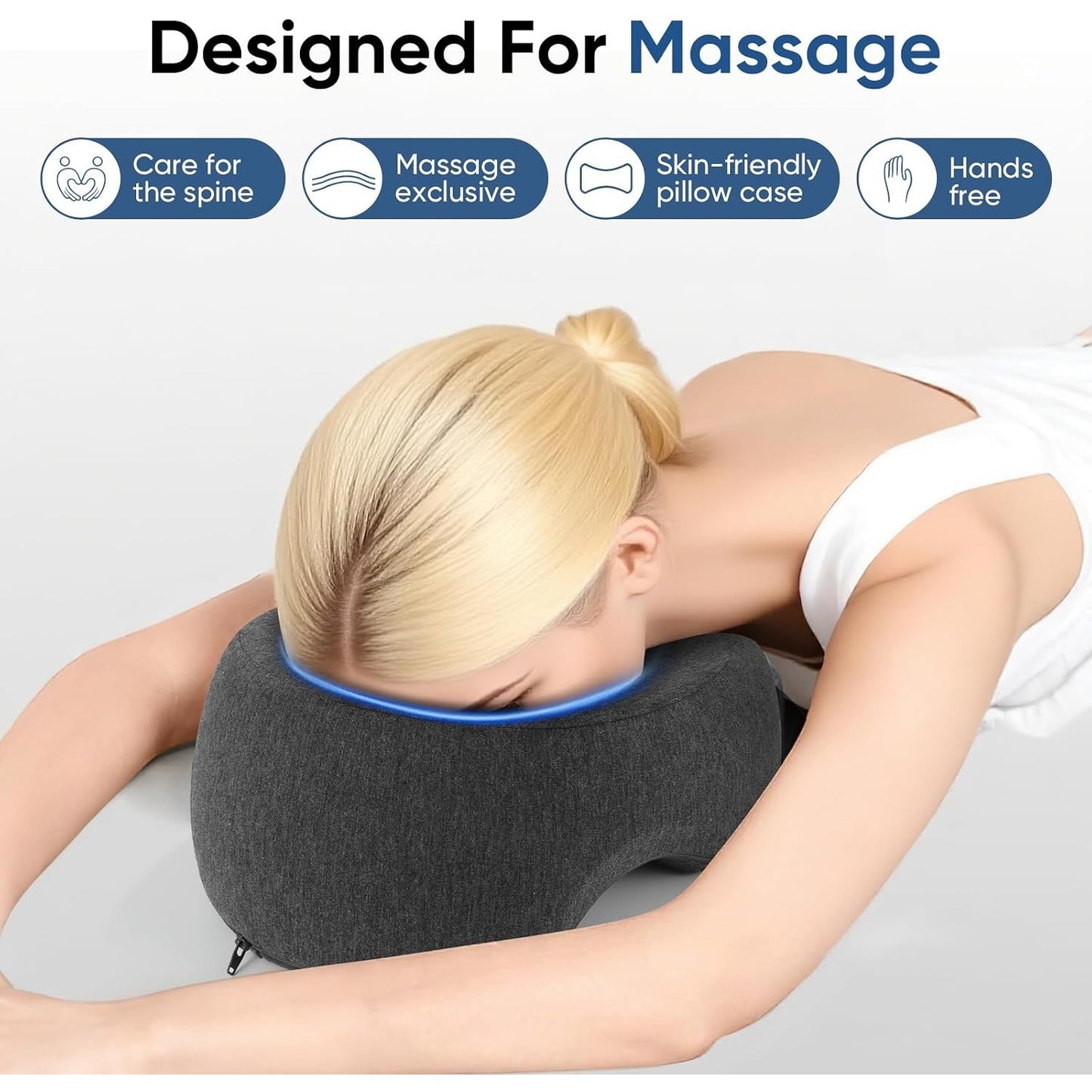 K.TAKHOI Face Down Adjustable Memory Foam Pillow With 2 Air Vents - Stomach Sleep & Post-Eye Surgery Headrest With Massage Cushion For Recovery (Dark Gray, Medium).