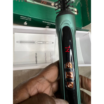 BANGMENG Mini Thermal Round Brush, 0.35 Inch Barrel Volume Heat Styling Brush For Men And Women Short Thin Curly Straight Hair, Heated Curling Iron,12 Temperature Setting (0.95 Inch With Bristles)