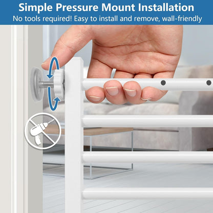 Malier Dog Gate With A Small Door, Extra Wide All Metal Short Dog Gate Pet Gate For Stairs, 10'' Tall Pressure Mount Easy Step Over Puppy Gate Low Gate For Doorways.